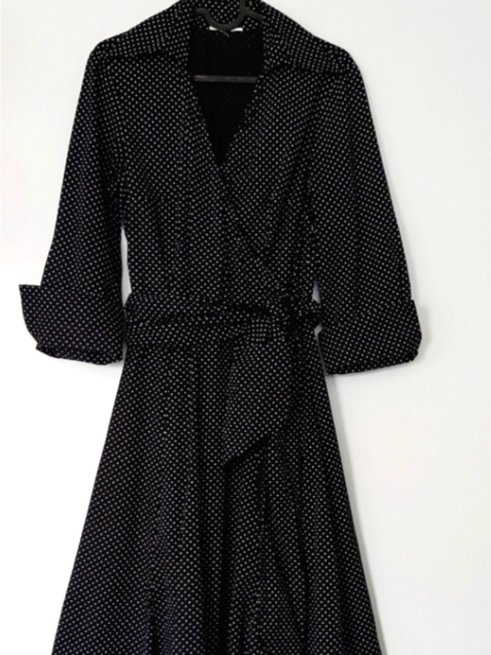 50s Retro Style Faux Wrap Rockabilly Dress Black M